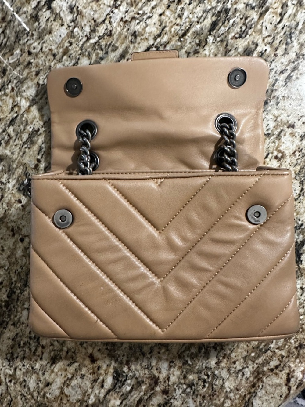 Kurt Geiger London Quilted Tan Leather Shoulder Bag with Chain Strap - Picture 14 of 16